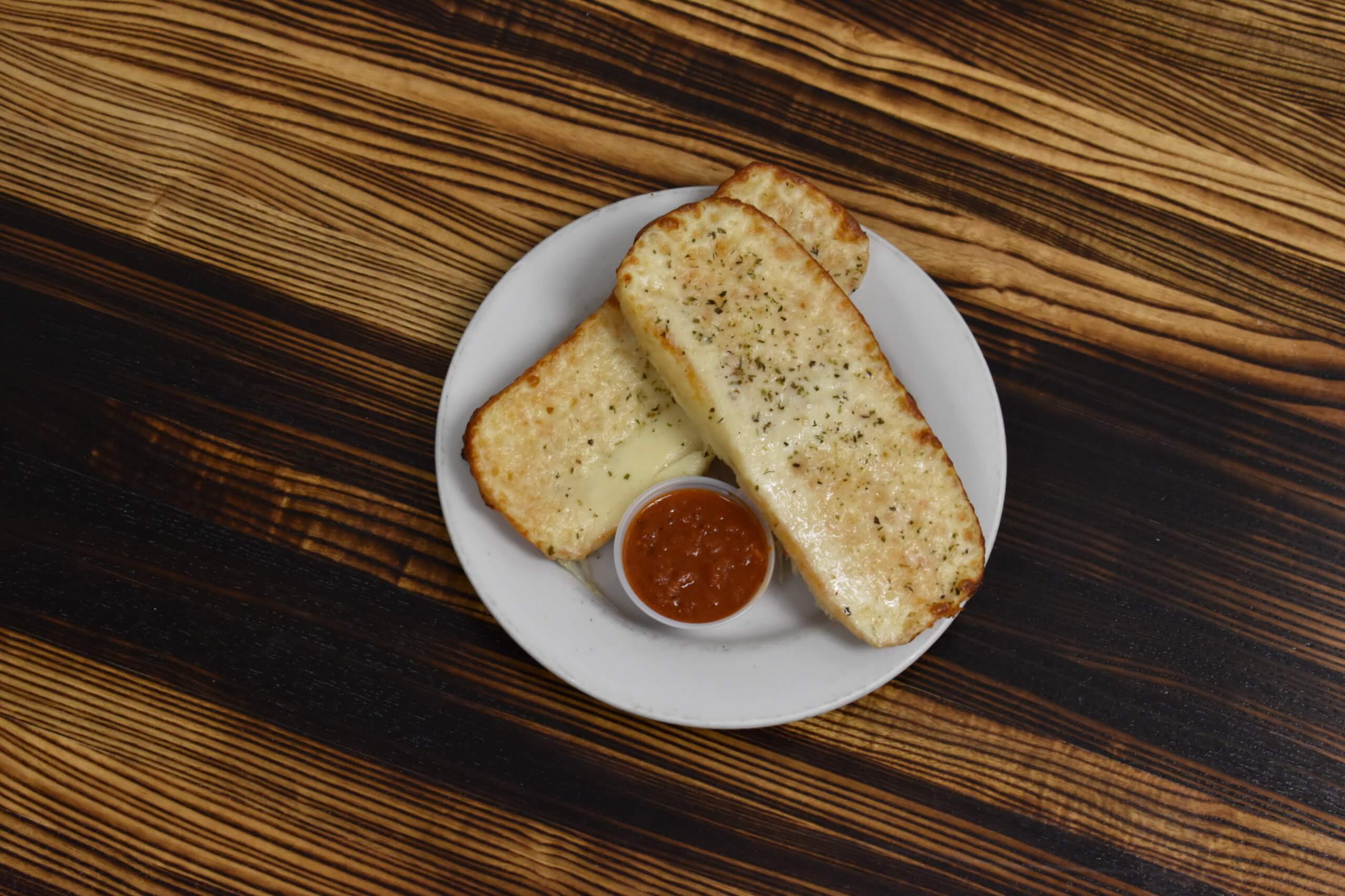 Cheesy garlic bread at Pequod's Pizza